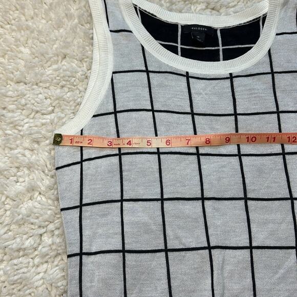 Halogen White and Black Checkered Plaid Sweater Vest Style Tank Top Soft ST3 - Picture 6 of 10